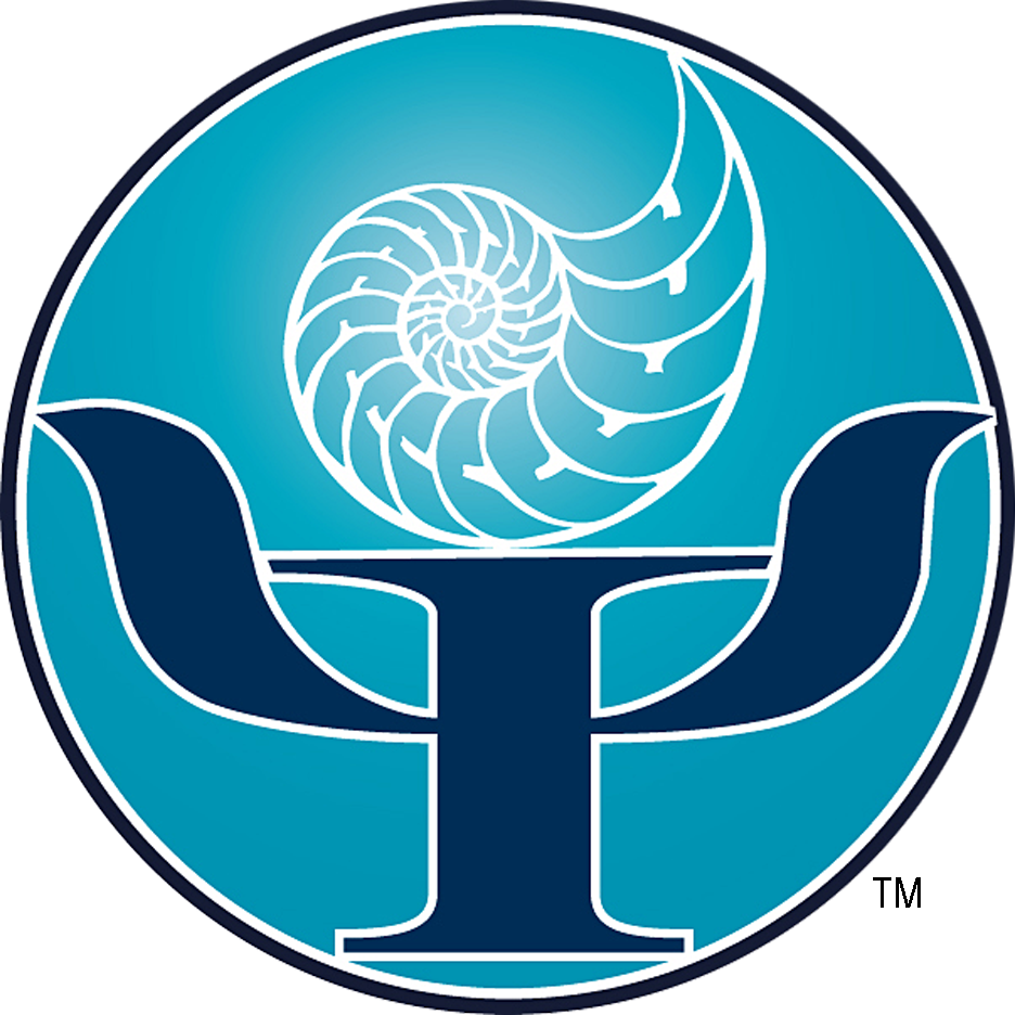 Ponte Vedra Psychologists Logo -- Nautilus Atop Greek Letter Psi